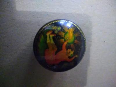 Hand painted Russian Lacquered Box and pin