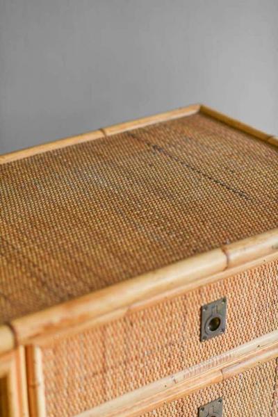Hand woven rattan and bamboo sideboard 1970
