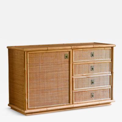 Hand woven rattan and bamboo sideboard 1970