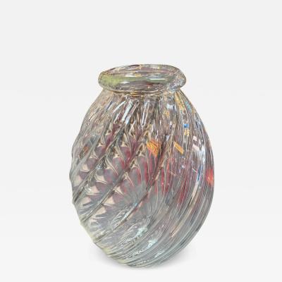 Handblown Glass Vase with Spiral Twist Design