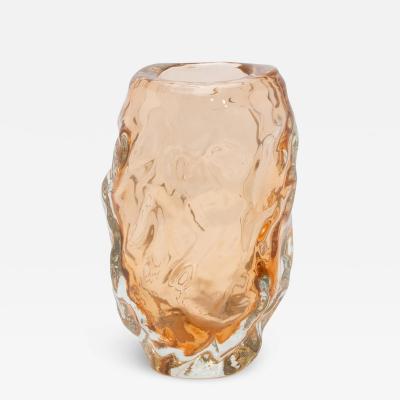 Handblown Murano Sculptural Vase in Rose Gold