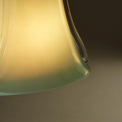 Handblown fluted Italian aqua Murano pendant