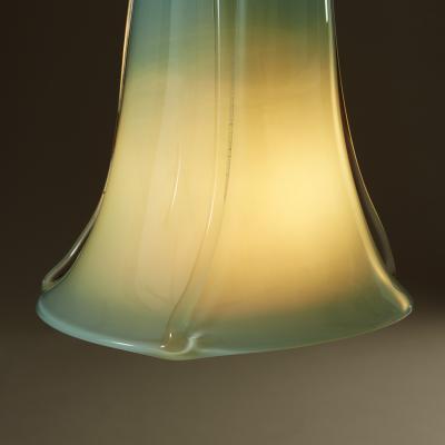 Handblown fluted Italian aqua Murano pendant