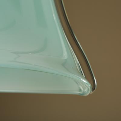 Handblown fluted Italian aqua Murano pendant