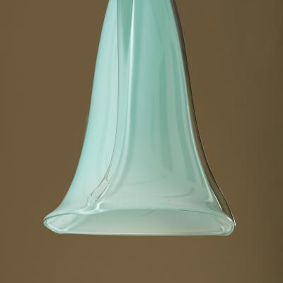 Handblown fluted Italian aqua Murano pendant