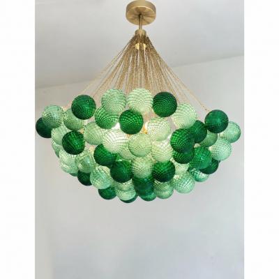 Handcrafted Balloton Murano Glass Sphere Lighting Fixture in Green Color