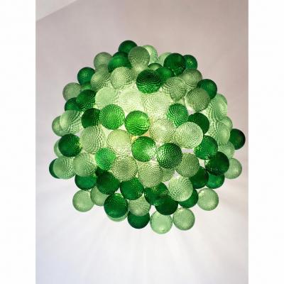 Handcrafted Balloton Murano Glass Sphere Lighting Fixture in Green Color
