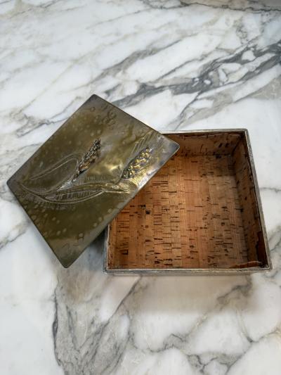 Handcrafted Brass Box with Wheat Relief Design