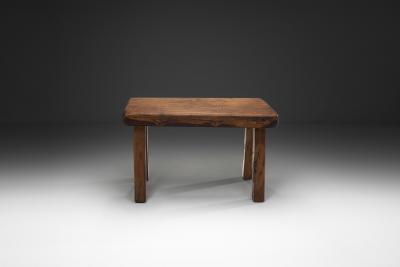 Handcrafted Brutalist Solid Oak Side Table the Netherlands 1970s