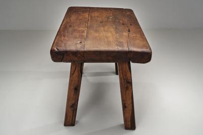 Handcrafted Brutalist Solid Oak Side Table the Netherlands 1970s