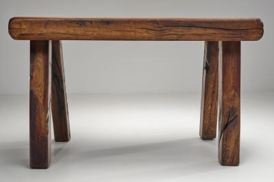 Handcrafted Brutalist Solid Oak Side Table the Netherlands 1970s