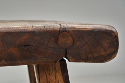 Handcrafted Brutalist Solid Oak Side Table the Netherlands 1970s