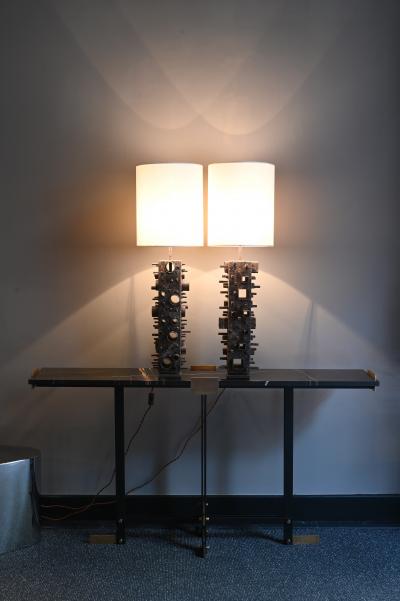 Handcrafted Console in Metal and Marble Italy 2020