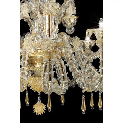 Handcrafted Imperial Murano Glass Ca Rezzonico Chandelier With Gold Details