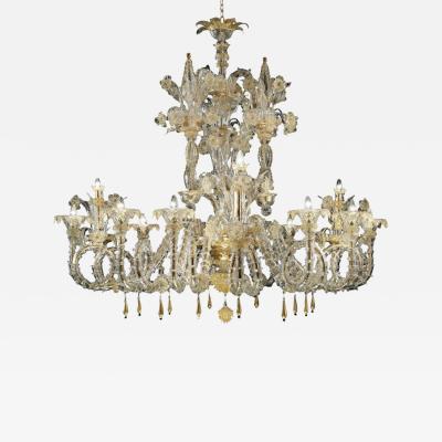 Handcrafted Imperial Murano Glass Ca Rezzonico Chandelier With Gold Details