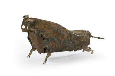 Handcrafted Iron Bull Sculpture circa 1980s