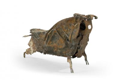 Handcrafted Iron Bull Sculpture circa 1980s