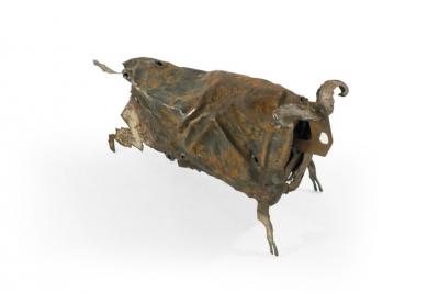 Handcrafted Iron Bull Sculpture circa 1980s