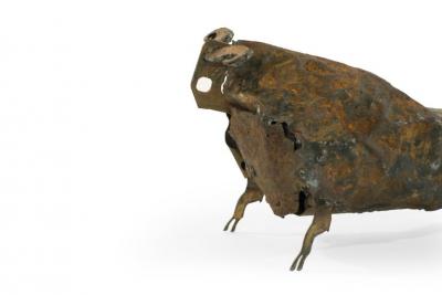 Handcrafted Iron Bull Sculpture circa 1980s