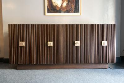 Handcrafted Sideboard in Oak Bronze Glass Italy 2020