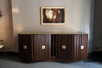 Handcrafted Sideboard in Oak Bronze Glass Italy 2020