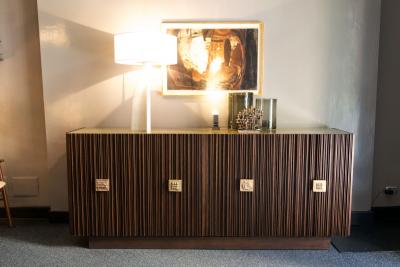 Handcrafted Sideboard in Oak Bronze Glass Italy 2020