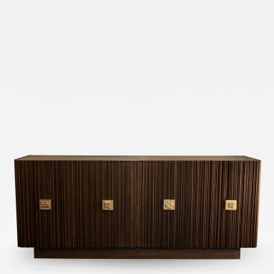 Handcrafted Sideboard in Oak Bronze Glass Italy 2020