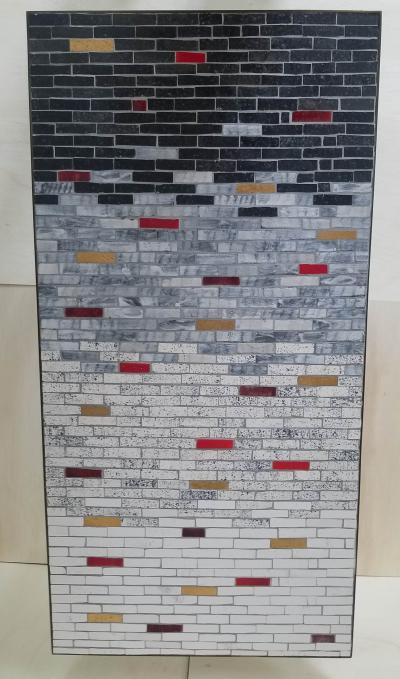 Handcrafted Studio Ceramic Tile Mosaic and Brass Coffee Table circa 1950