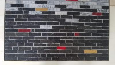 Handcrafted Studio Ceramic Tile Mosaic and Brass Coffee Table circa 1950