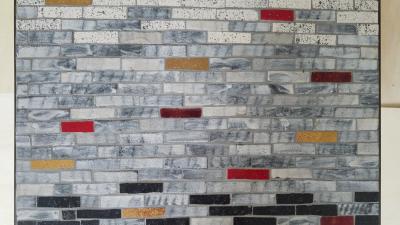 Handcrafted Studio Ceramic Tile Mosaic and Brass Coffee Table circa 1950