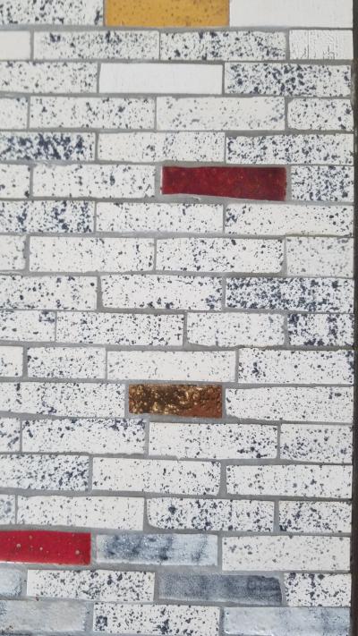 Handcrafted Studio Ceramic Tile Mosaic and Brass Coffee Table circa 1950