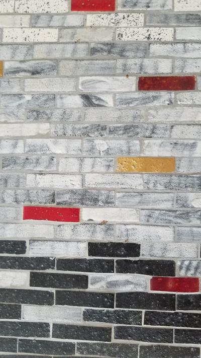 Handcrafted Studio Ceramic Tile Mosaic and Brass Coffee Table circa 1950