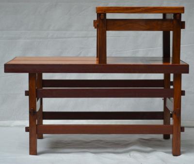 Handcrafted Studio End Table with Mixed Wood Inlay and Pegs circa 1955