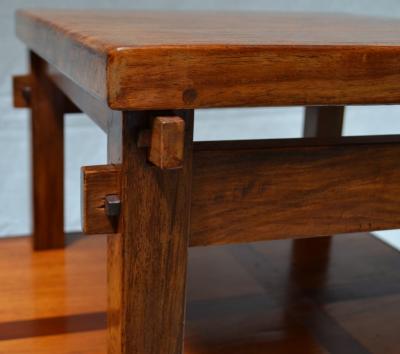 Handcrafted Studio End Table with Mixed Wood Inlay and Pegs circa 1955