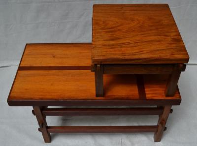 Handcrafted Studio End Table with Mixed Wood Inlay and Pegs circa 1955