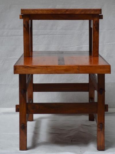Handcrafted Studio End Table with Mixed Wood Inlay and Pegs circa 1955