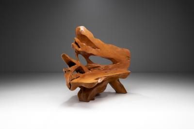 Handcrafted Teak Root Bench Europe late 20th century