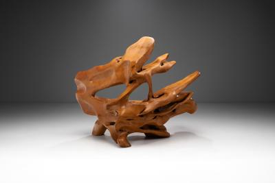 Handcrafted Teak Root Bench Europe late 20th century