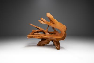 Handcrafted Teak Root Bench Europe late 20th century