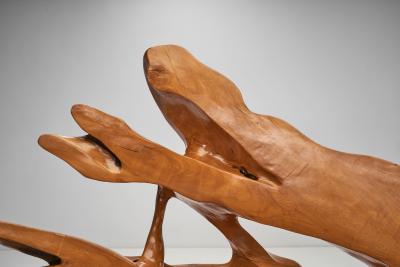 Handcrafted Teak Root Bench Europe late 20th century