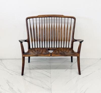 Handcrafted Walnut Studio Craft Loveseat in the Style of Maloof and Nakashima