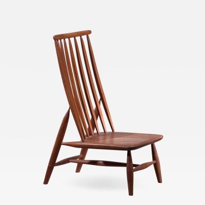 Handcrafted and Sculptural Wooden High Back Chair