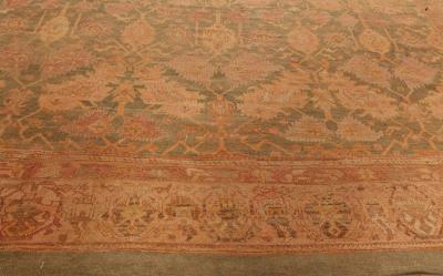 Handmade Antique Turkish Oushak Beige Green Purple Rug