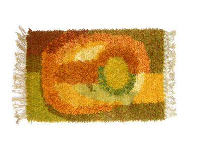 Handmade Carved Abstract Rug or Wall Hanging
