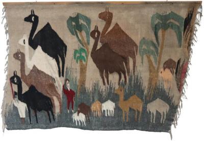 Handmade Egyptian Wall Tapestry or Wall Rug 1950s