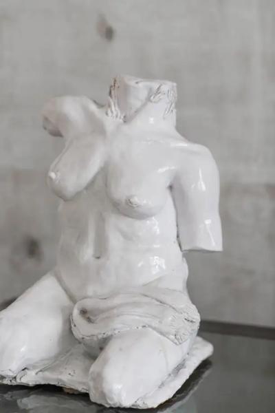 Handmade Glazed Ceramic Bust Sculpture 1970s