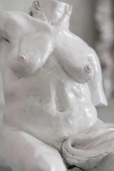 Handmade Glazed Ceramic Bust Sculpture 1970s