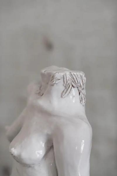 Handmade Glazed Ceramic Bust Sculpture 1970s