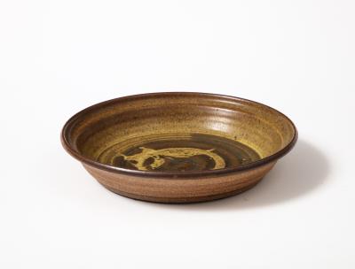 Handmade Glazed Stoneware Plate United States c 1950