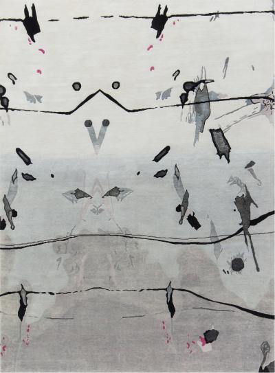 Handmade Grey Ivory Pink Splatter Rug by Eskayel for Doris Leslie Blau